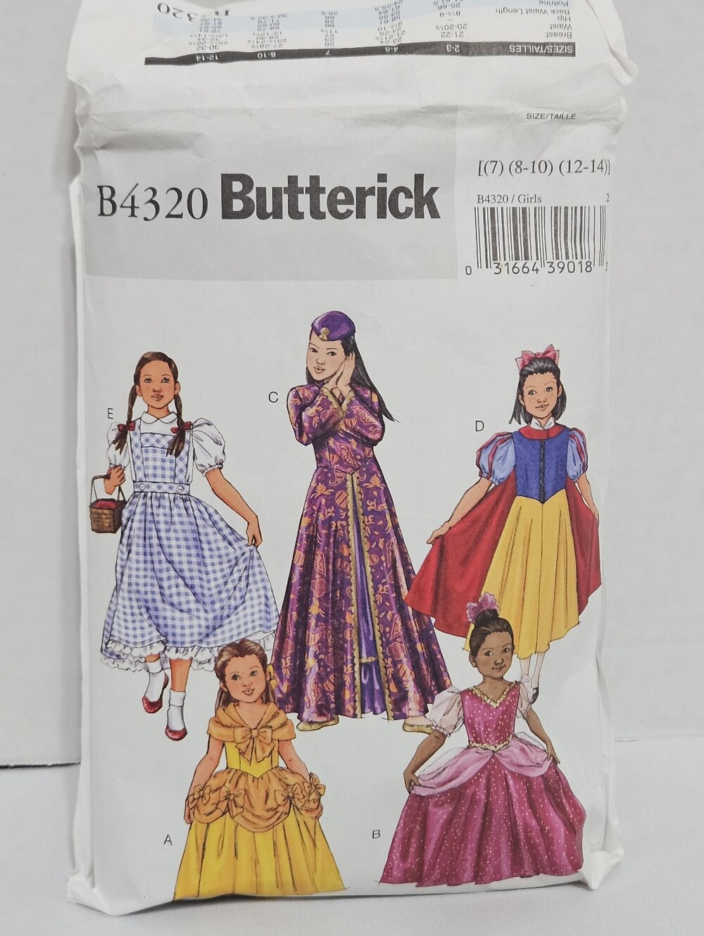 Butterick B4320 Girls Classic Princess Costume Sewing Pattern 7-14 Cut Size 7